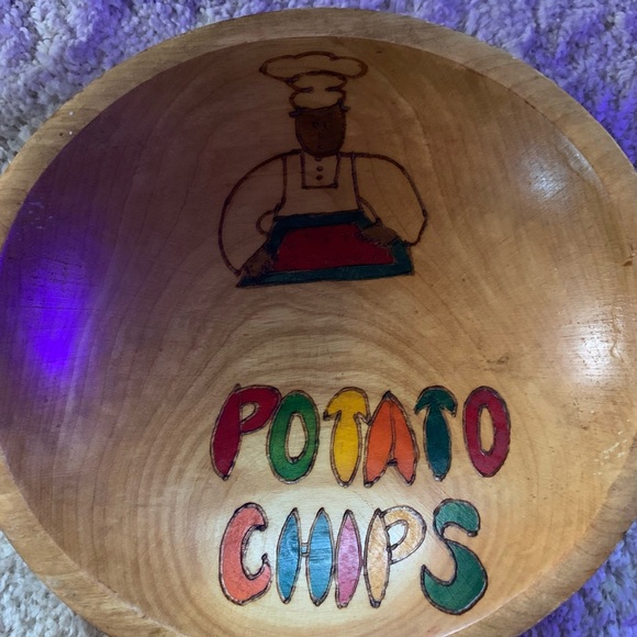 Vintage Hard Wood Potato Chip and Snack bowls - Picture 2 of 9